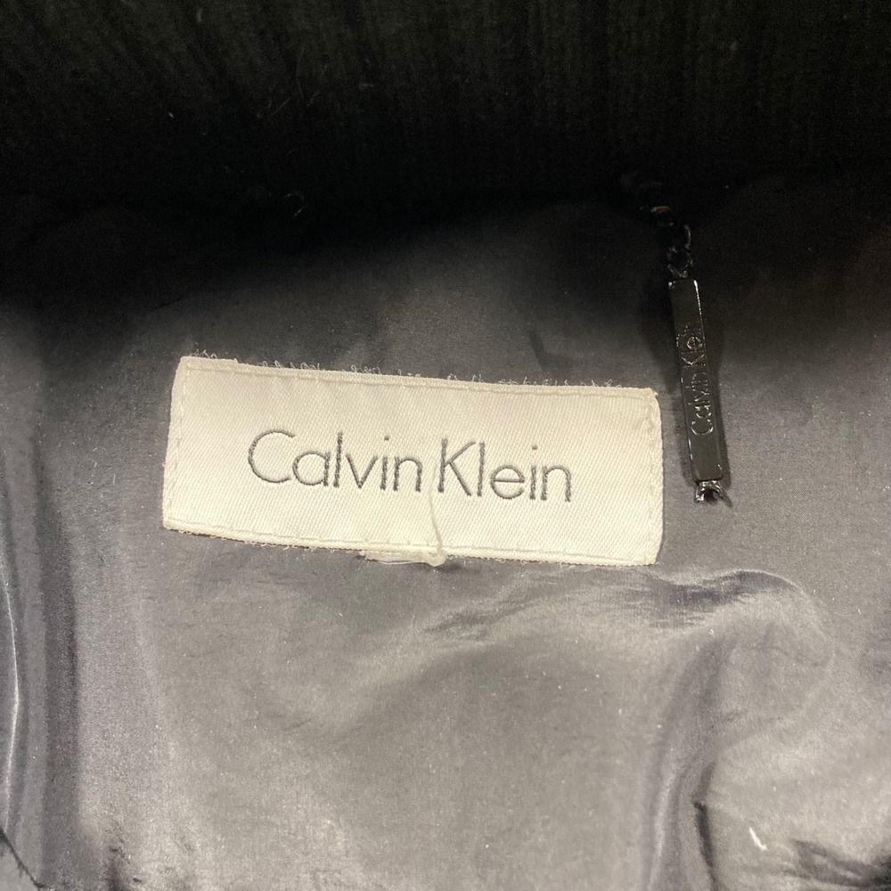 Calvin Klein Puffer Coat Womens Size Large Black Long Quilted Full Zip Snaps - Picture 5 of 8
